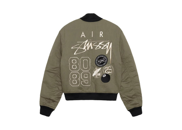 Stussy x Nike Reversible Varsity Jacket Medium Olive/Bright Mandarin