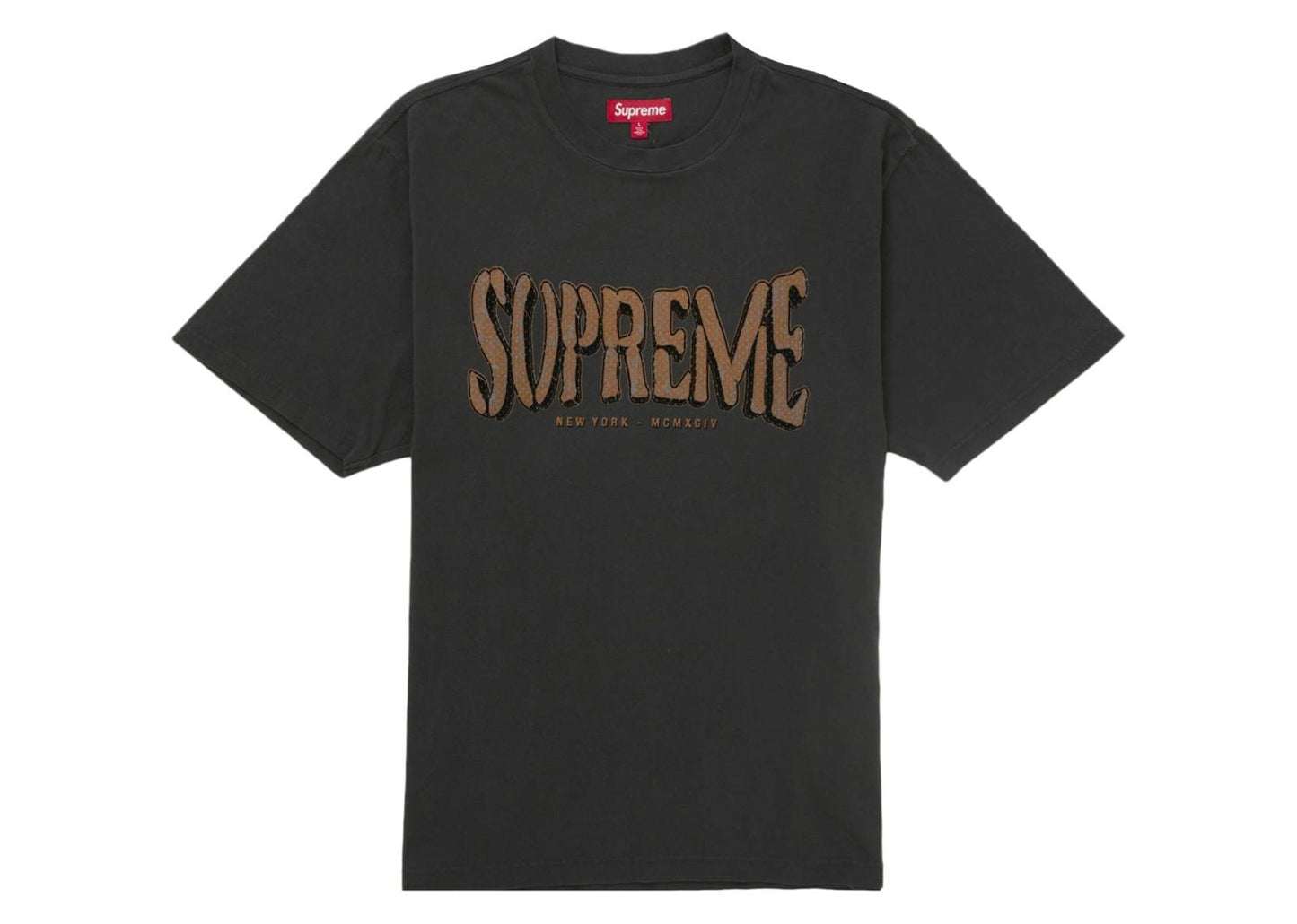 Flocked Washed S/S Top Black