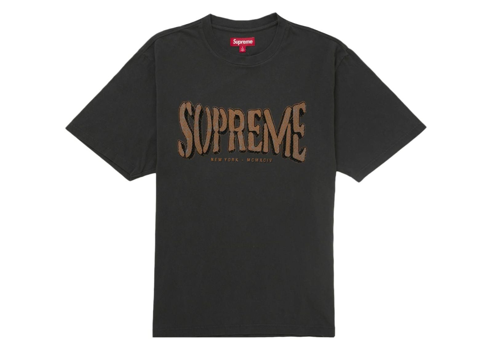 Flocked Washed S/S Top Black