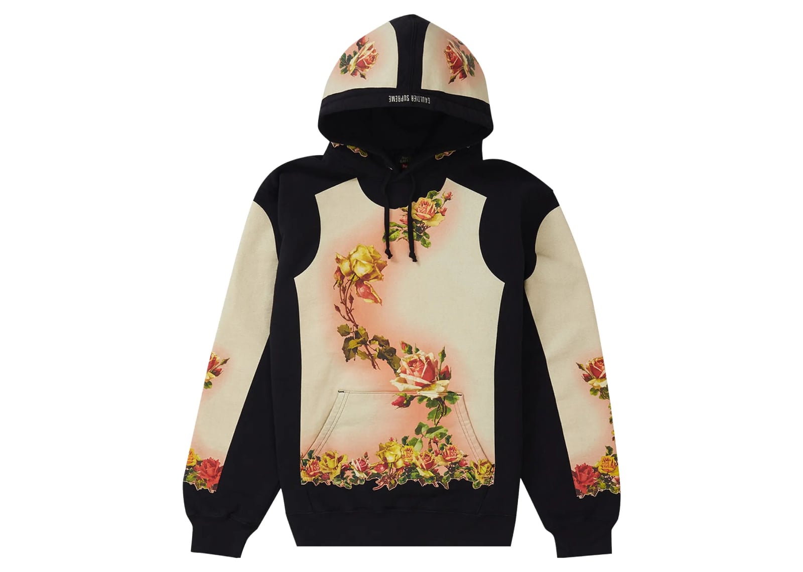 Jean Paul Gaultier Floral Print Hooded Sweatshirt Black