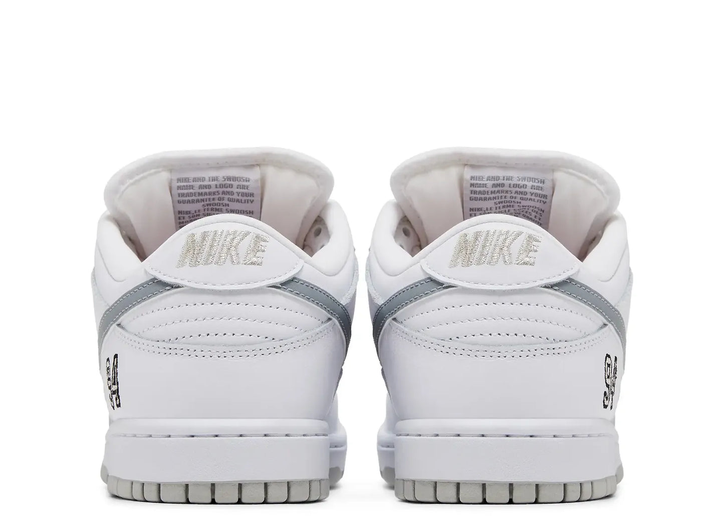 SB Dunk Low Supreme 94 White Metallic Silver
