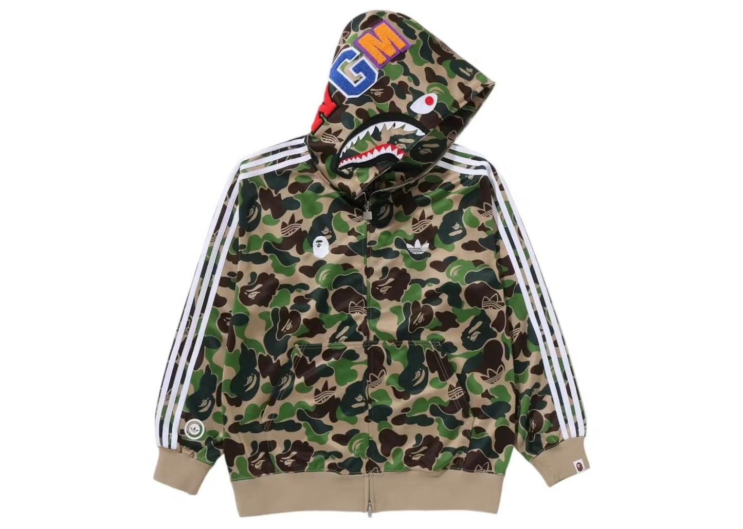 adidas x BAPE Relaxed Fit Track Camo Shark Full Zip Hoodie Green