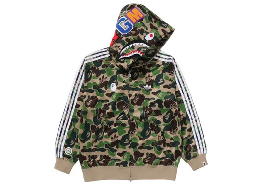 adidas x BAPE Relaxed Fit Track Camo Shark Full Zip Hoodie Green