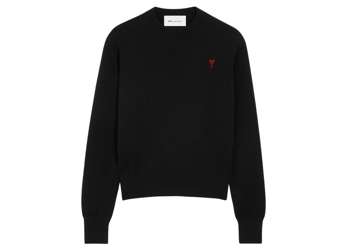 Ami De Coeur Contrasted Crewneck Wool Sweater Black