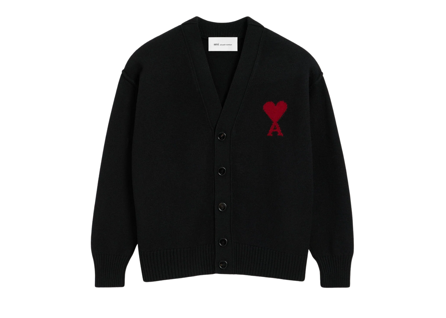 Ami De Coeur Contrasted Merino Wool Cardigan Black Red