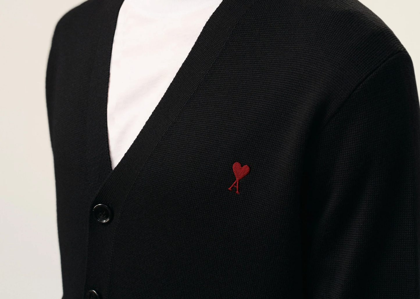 Ami De Coeur Contrasted Merino Wool Cardigan Black