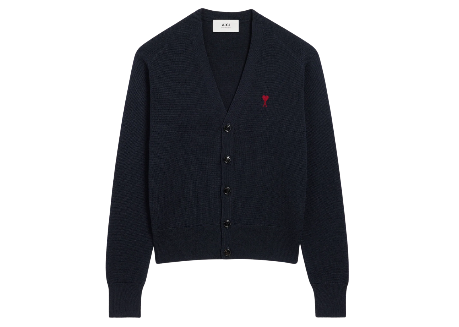 Ami De Coeur Contrasted Merino Wool Cardigan Blue