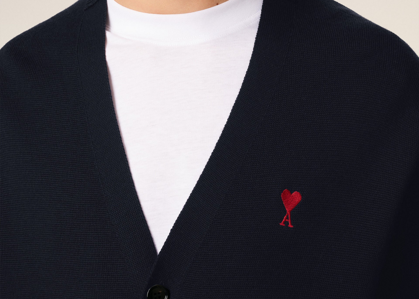 Ami De Coeur Contrasted Merino Wool Cardigan Blue