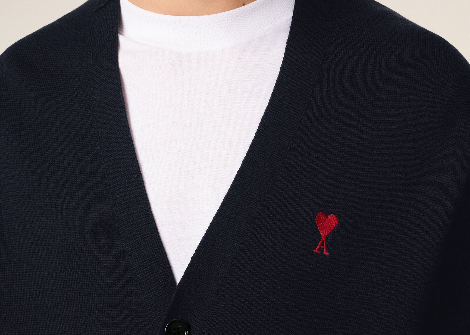 Ami De Coeur Contrasted Merino Wool Cardigan Blue