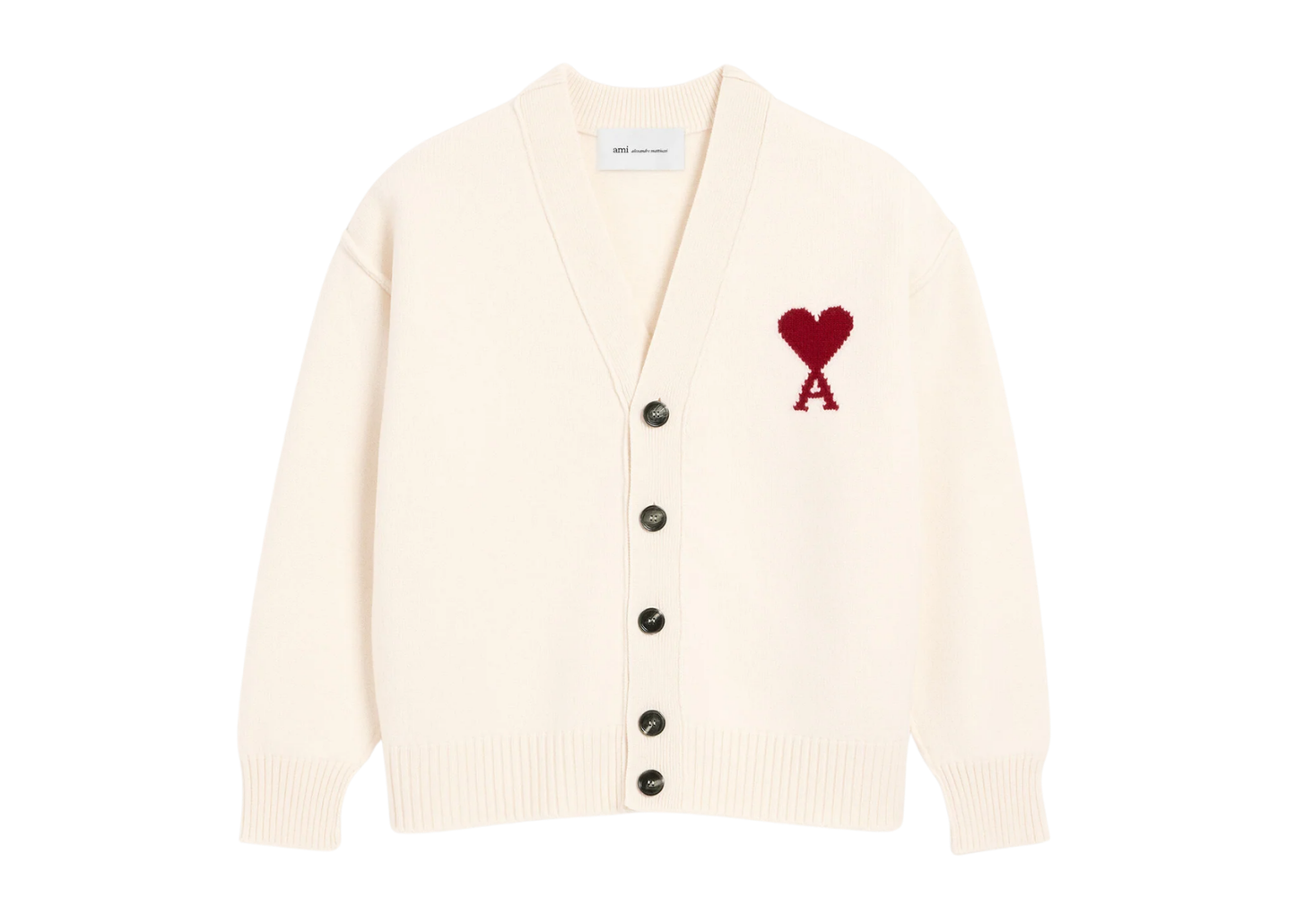 Ami De Coeur Contrasted Merino Wool Cardigan White Red