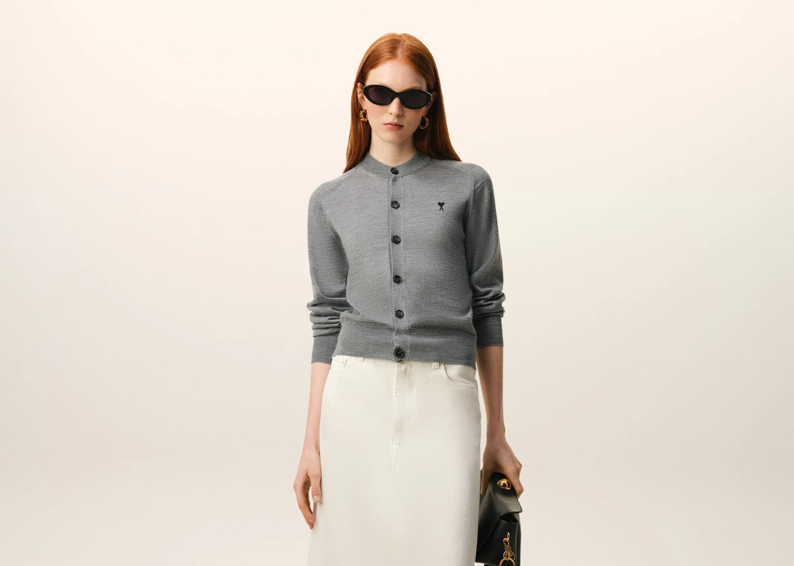 Ami De Coeur Crewneck Cardigan Grey