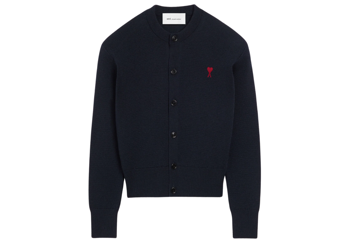 Ami De Coeur Crewneck Wool Cardigan Blue
