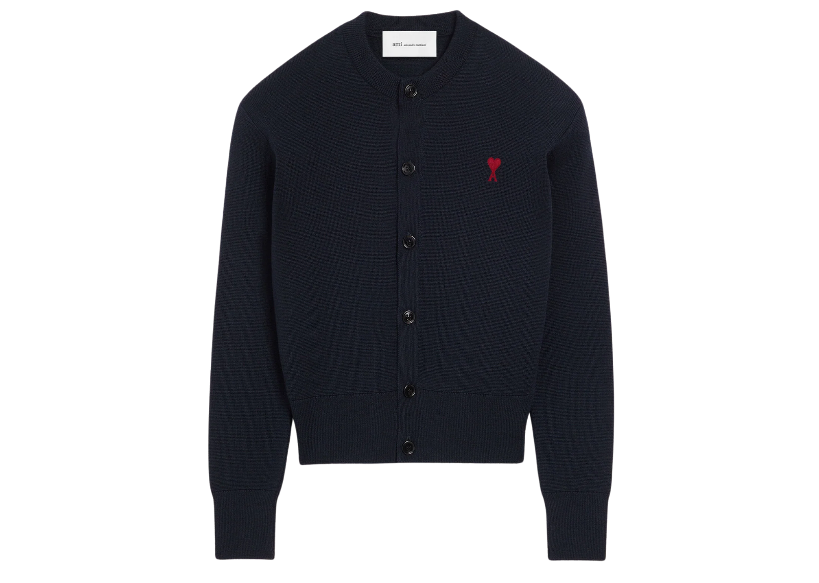 Ami De Coeur Crewneck Wool Cardigan Blue