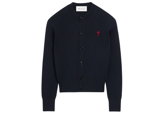 Ami De Coeur Crewneck Wool Cardigan Blue