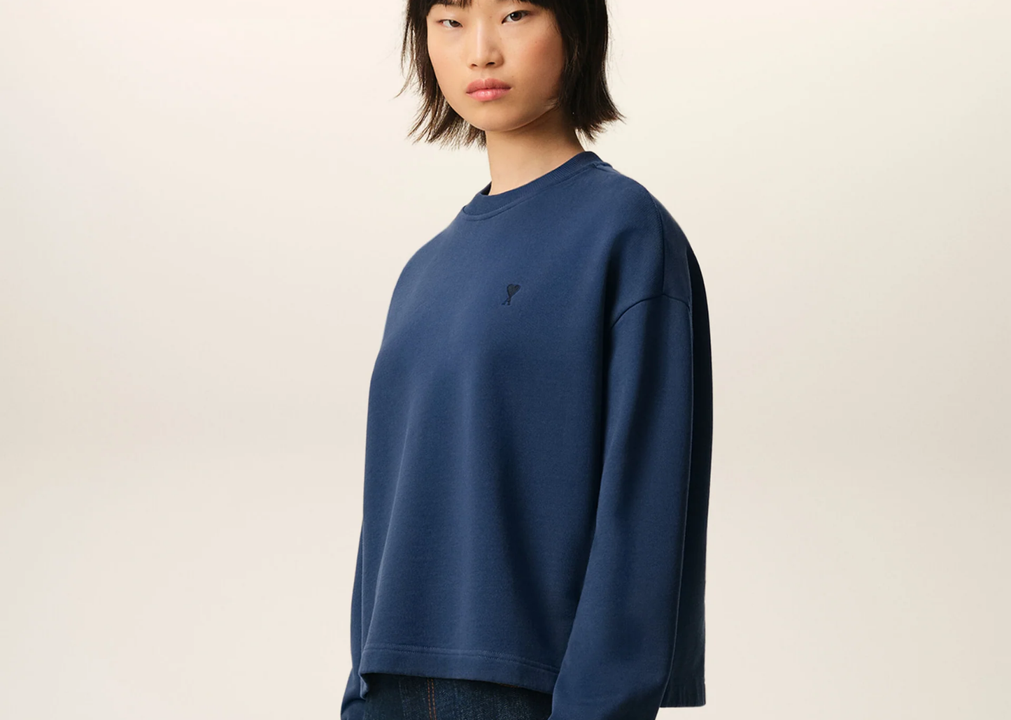 Ami De Coeur Cropped Sweatshirt Blue