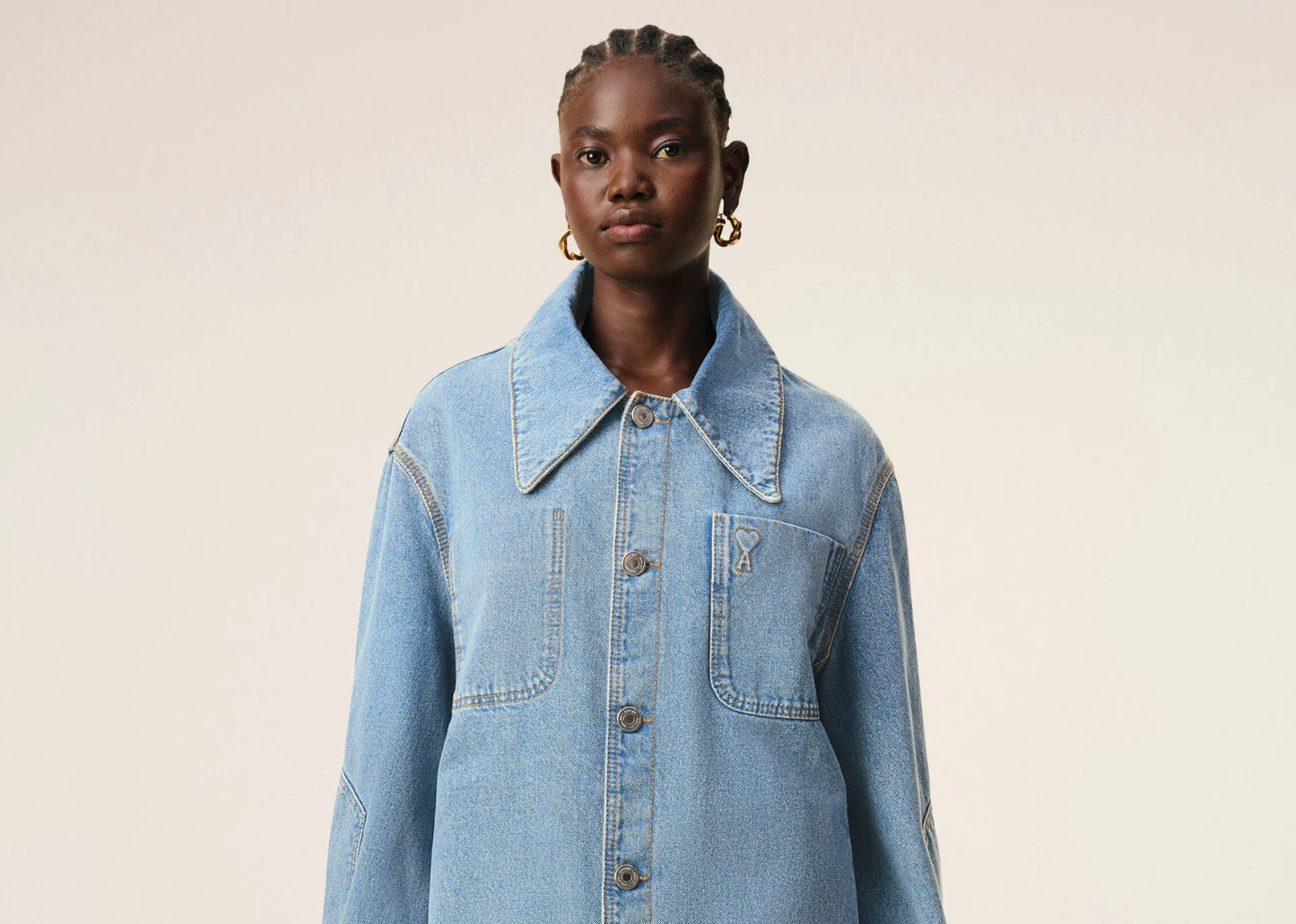 Ami De Coeur Denim Worker Overshirt Blue