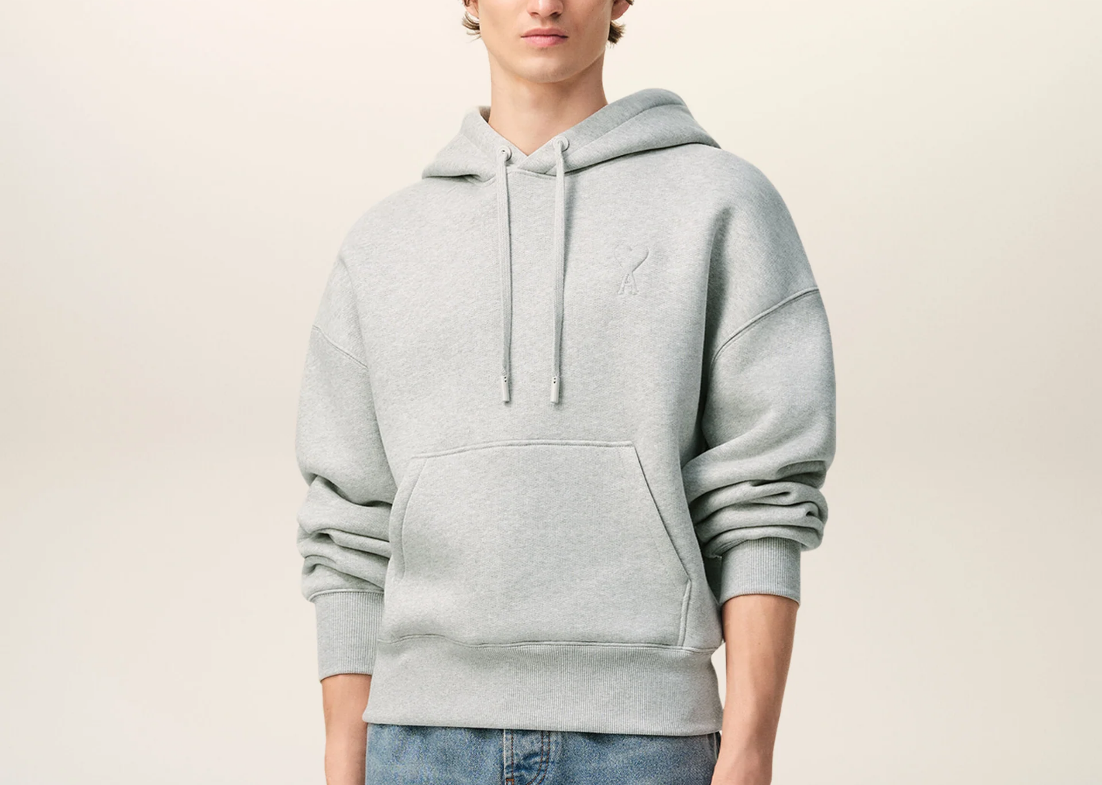 Ami De Coeur Embossed Hoodie Grey