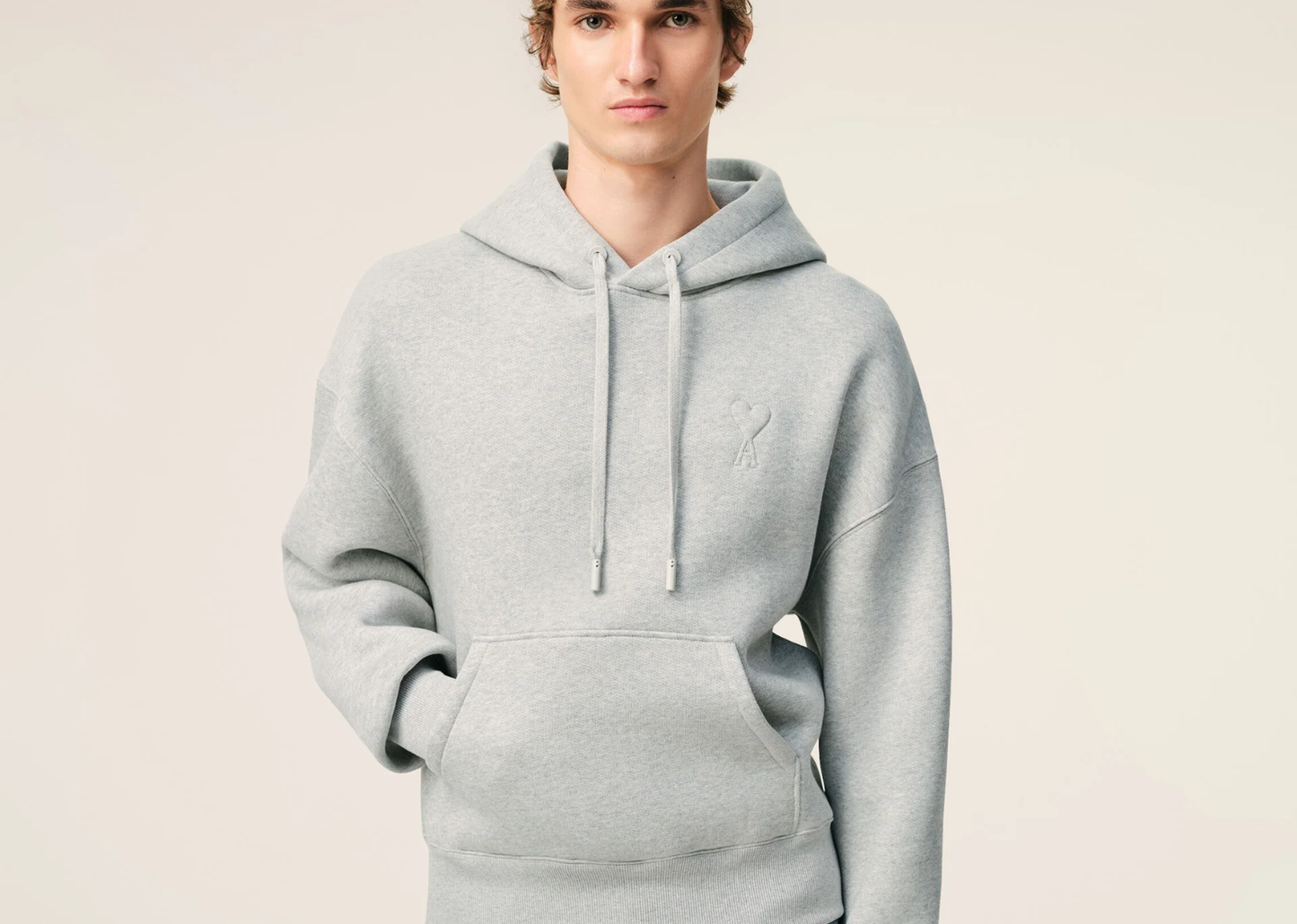 Ami De Coeur Embossed Hoodie Grey