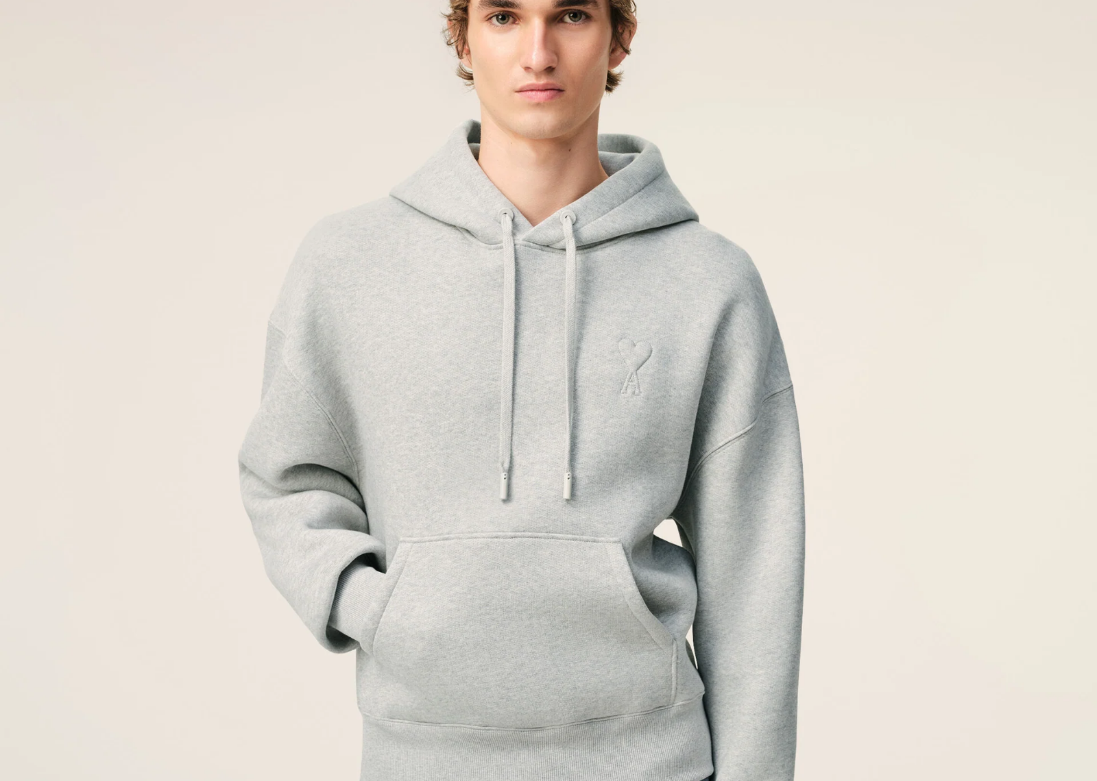 Ami De Coeur Embossed Hoodie Grey