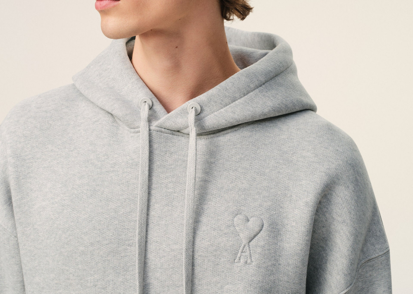Ami De Coeur Embossed Hoodie Grey