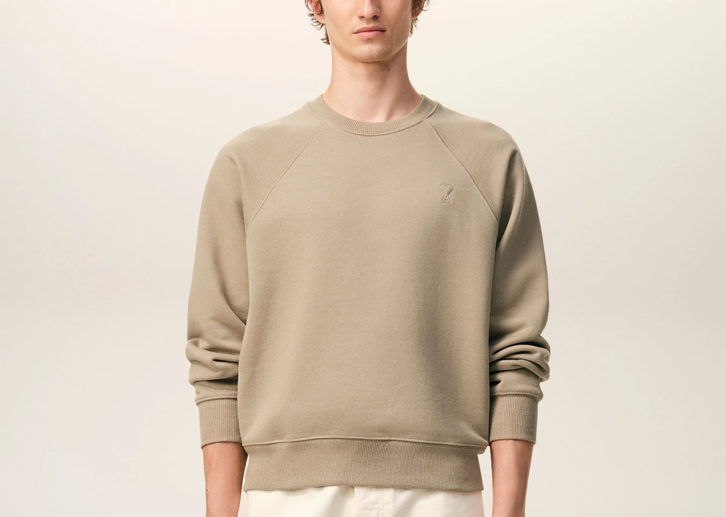 Ami De Coeur Embossed Sweatshirt Beige