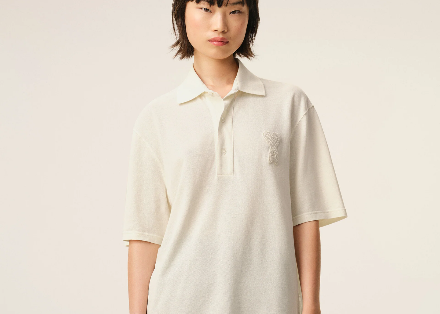 Ami De Coeur Knitted Patch Polo White
