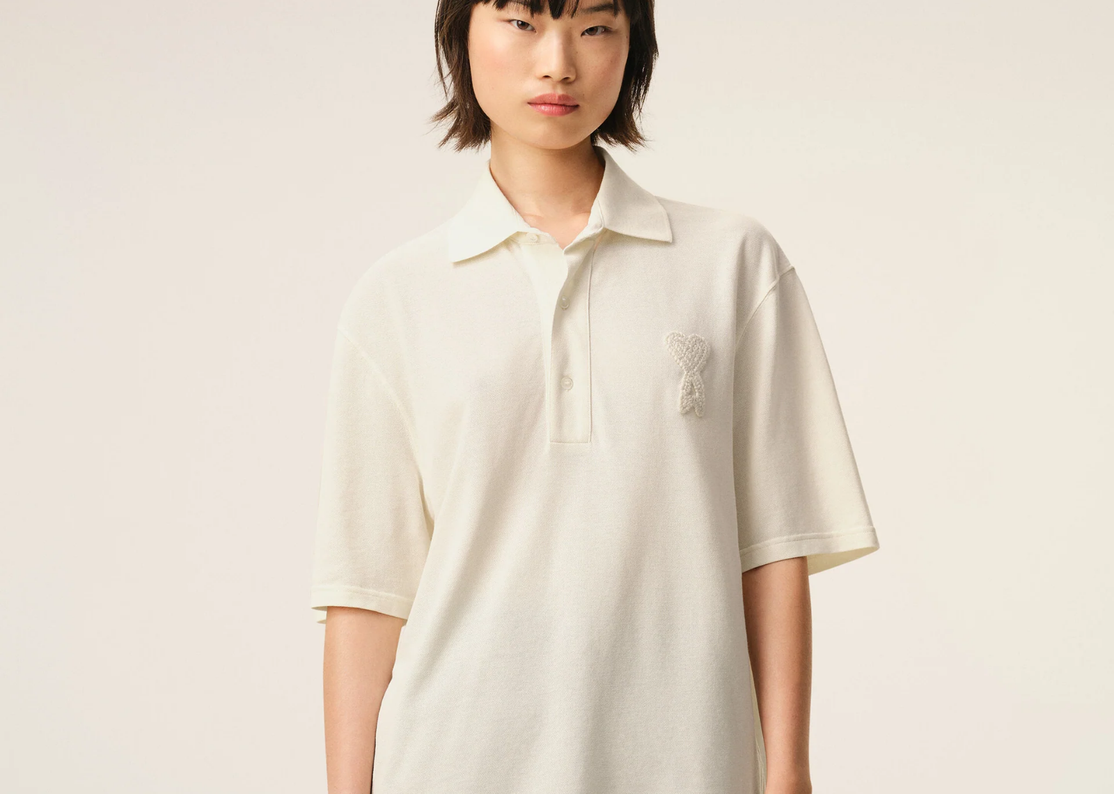 Ami De Coeur Knitted Patch Polo White