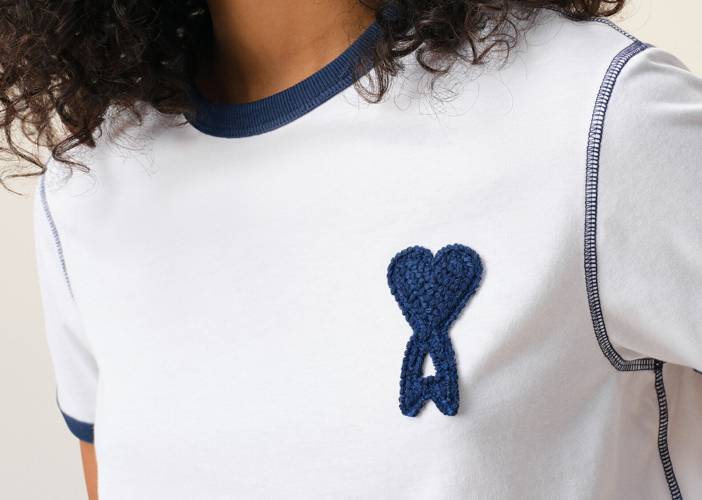 Ami De Coeur Knitted Patch T-Shirt White