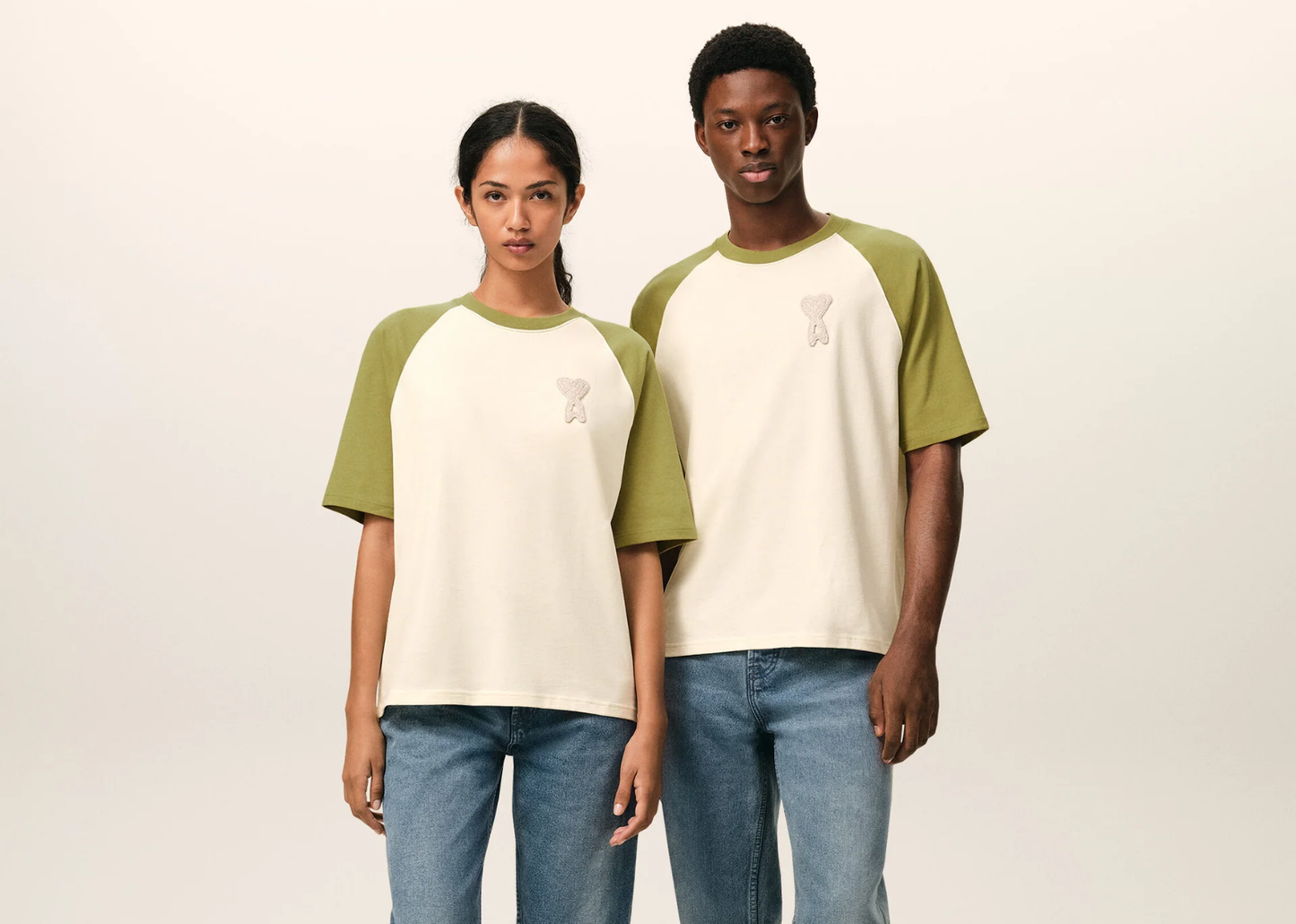 Ami De Coeur Knitted Patch T-Shirt White/Green