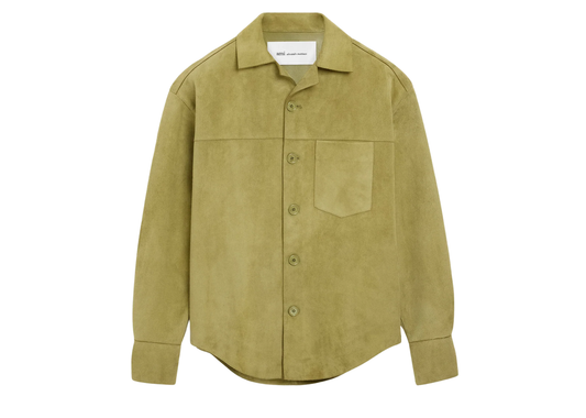 Ami De Coeur Leather Overshirt Green
