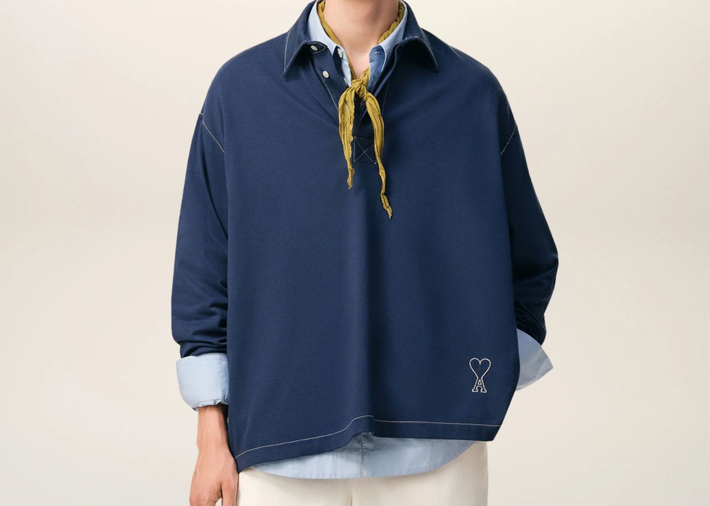 Ami De Coeur Long Sleeves Polo Blue