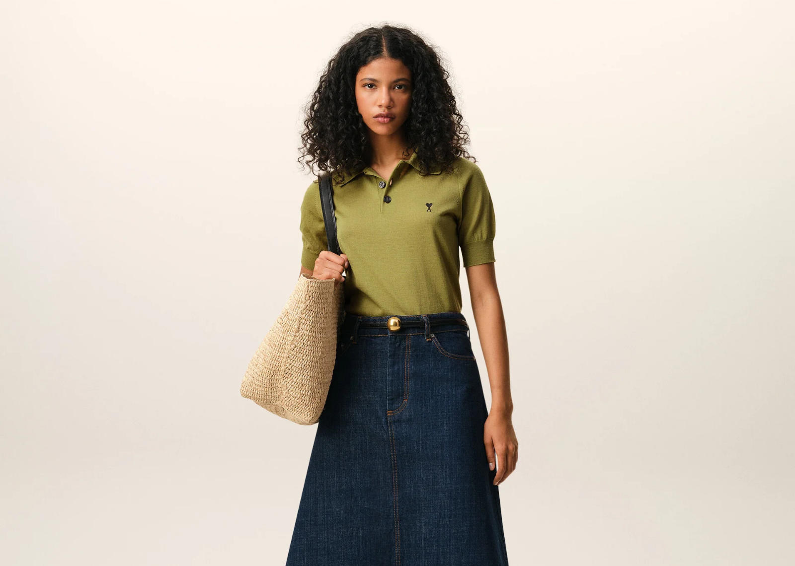 Ami De Coeur Short Sleeve Polo Green
