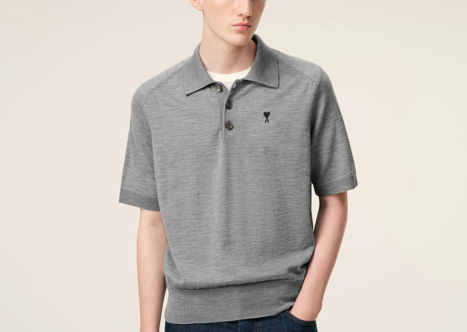 Ami De Coeur Short Sleeve Polo Grey