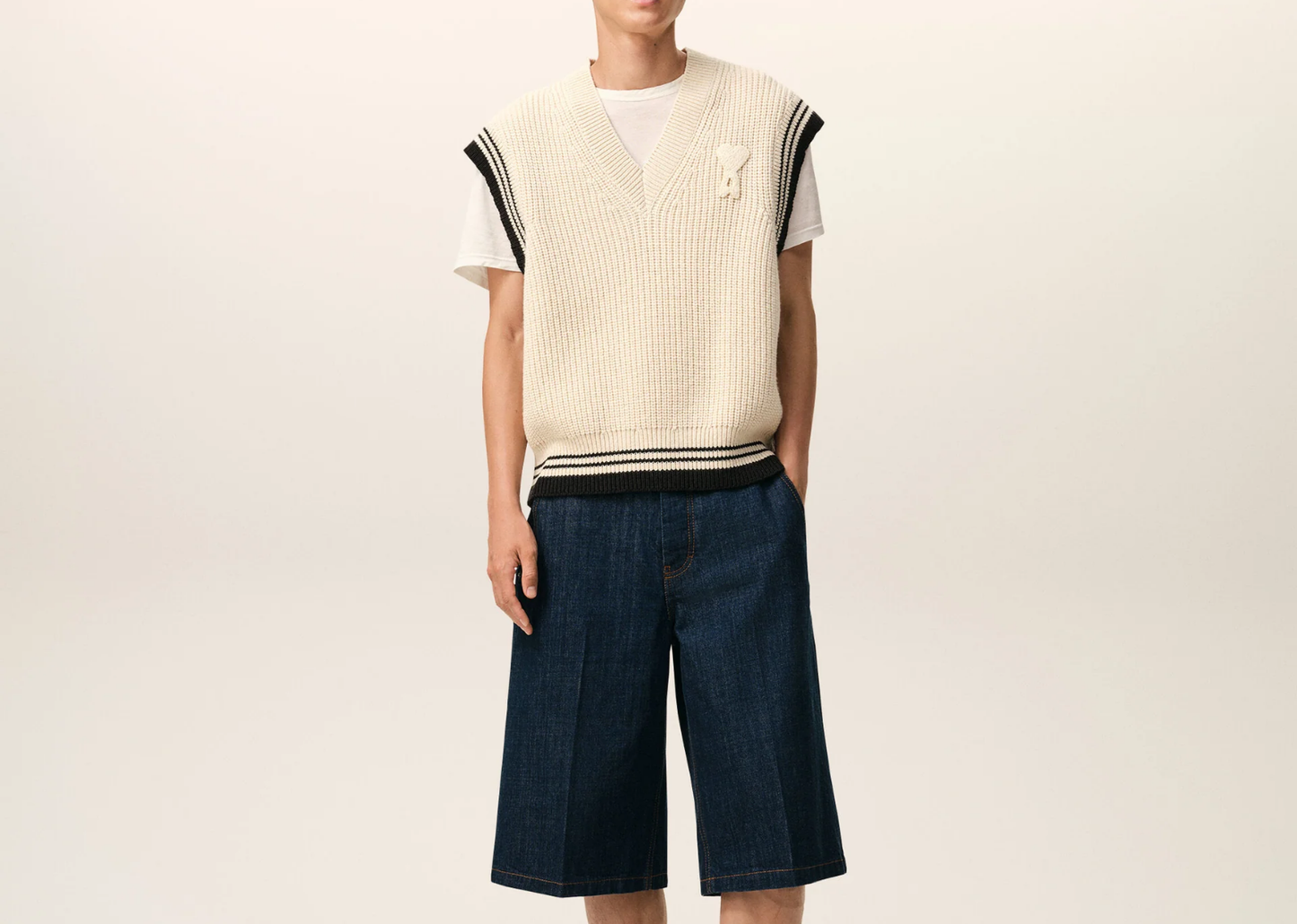 Ami De Coeur Sleeveless Ribbed Sweater White