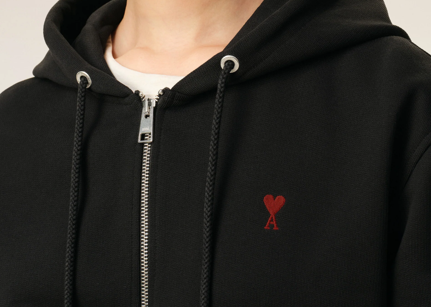 Ami De Coeur Zipped Hoodie Black Red