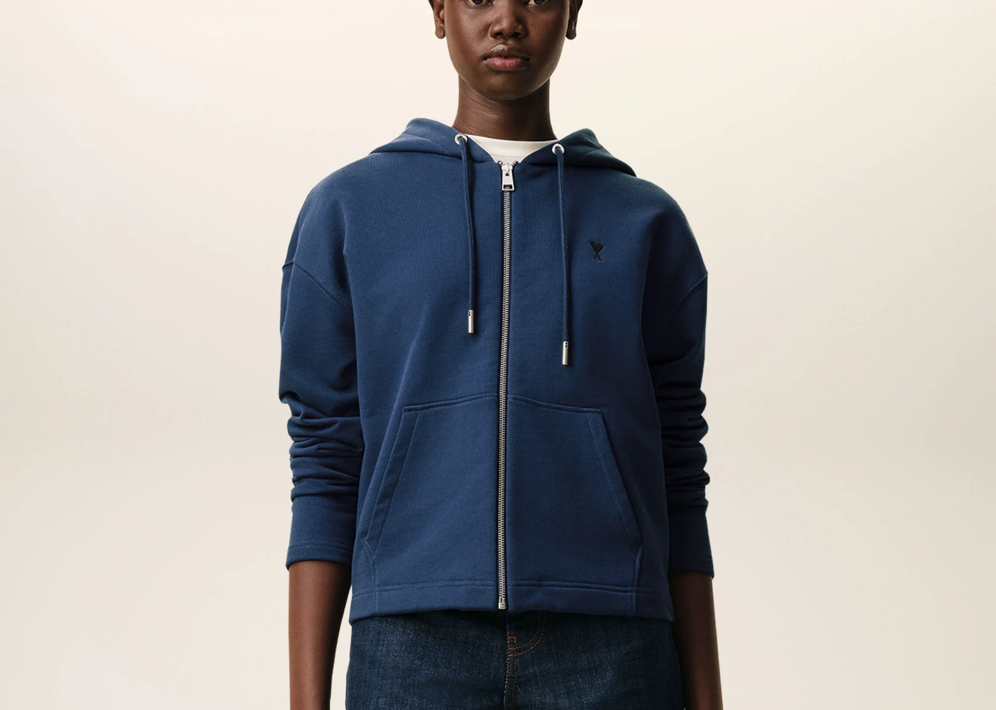 Ami De Coeur Zipped Hoodie Blue