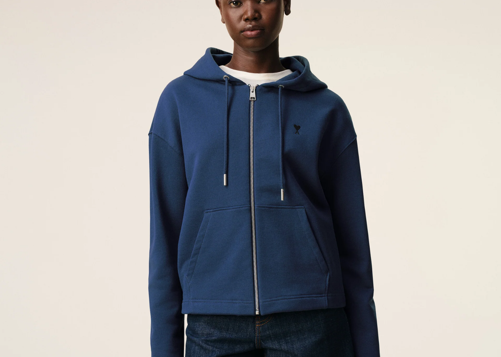 Ami De Coeur Zipped Hoodie Blue