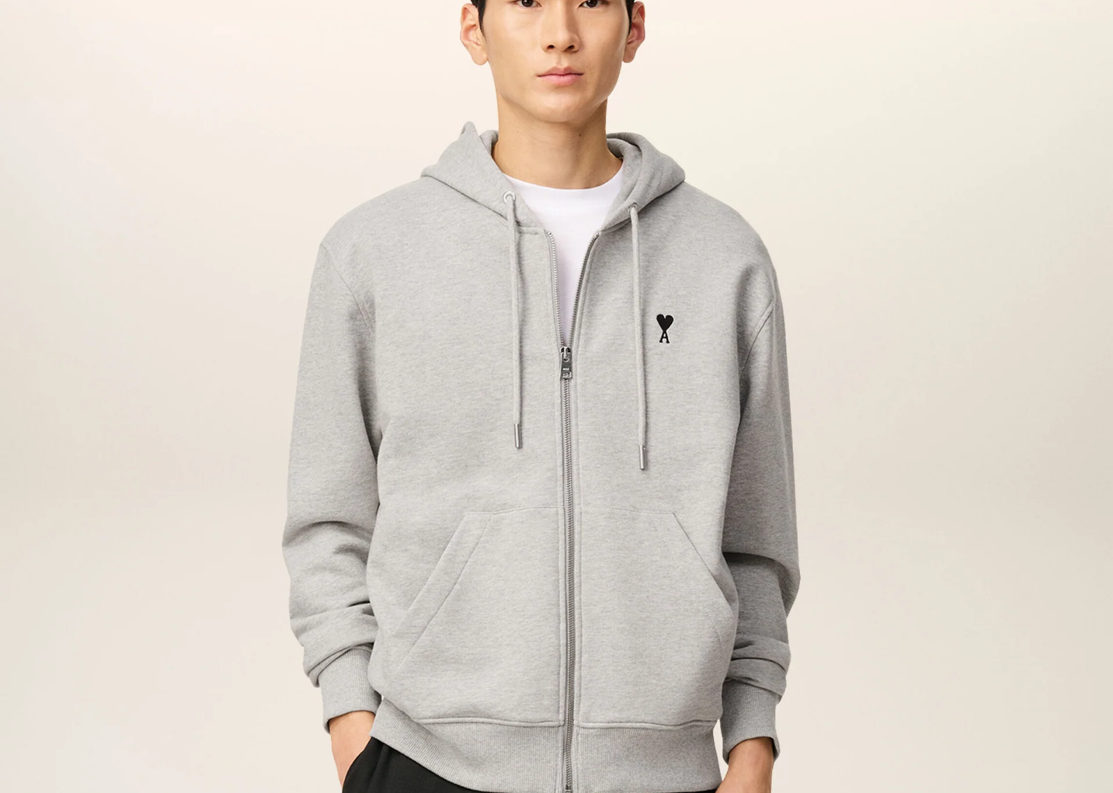 Ami De Coeur Zipped Hoodie Grey