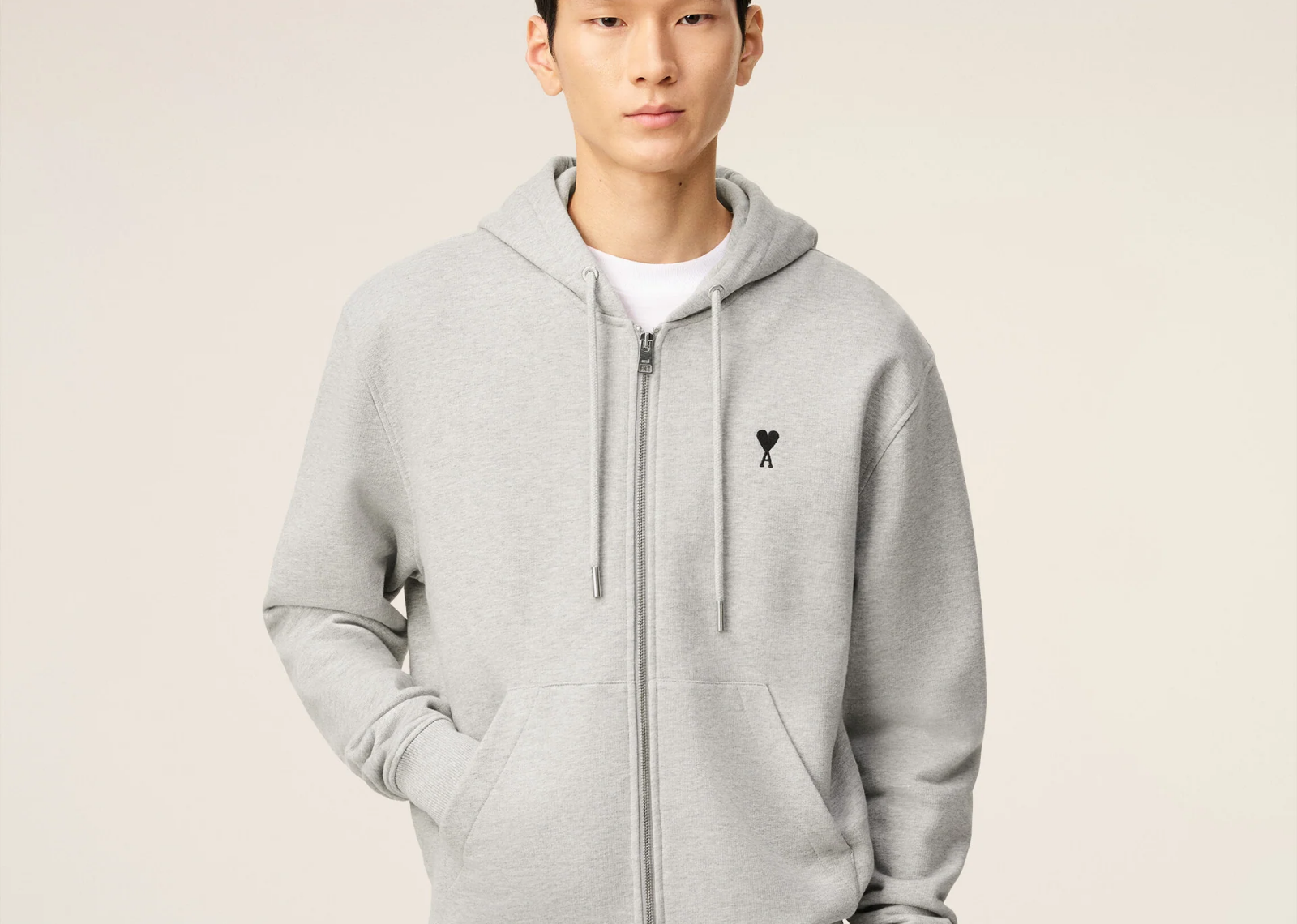 Ami De Coeur Zipped Hoodie Grey