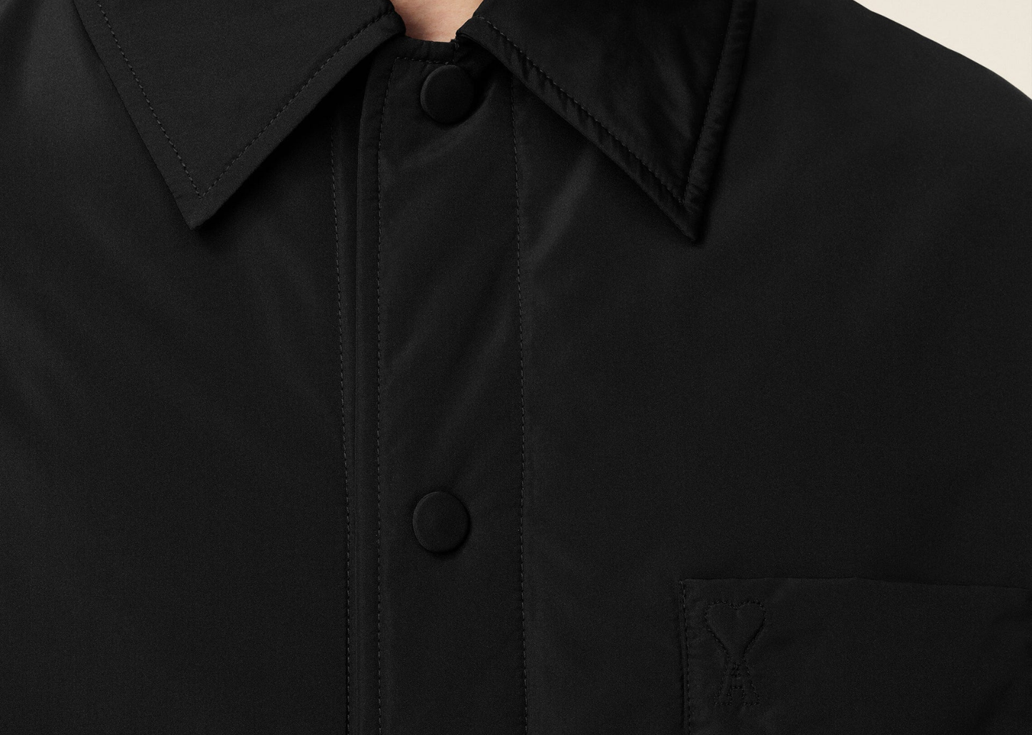Black Taffetas Padded Ami De Coeur Overshirt