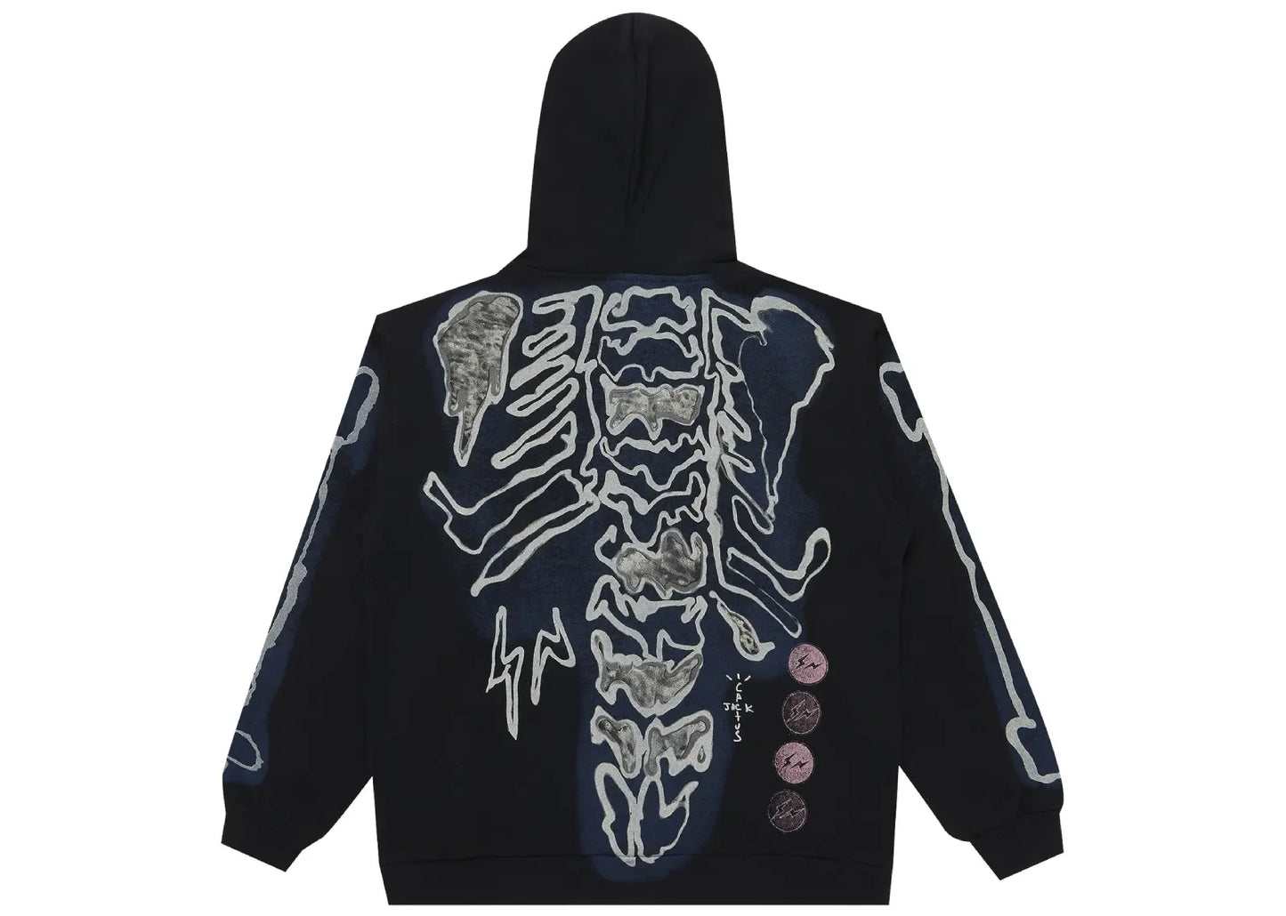 Cactus Jack by Travis Scott For Fragment Skeleton Graffiti Full Zip Hoodie Black