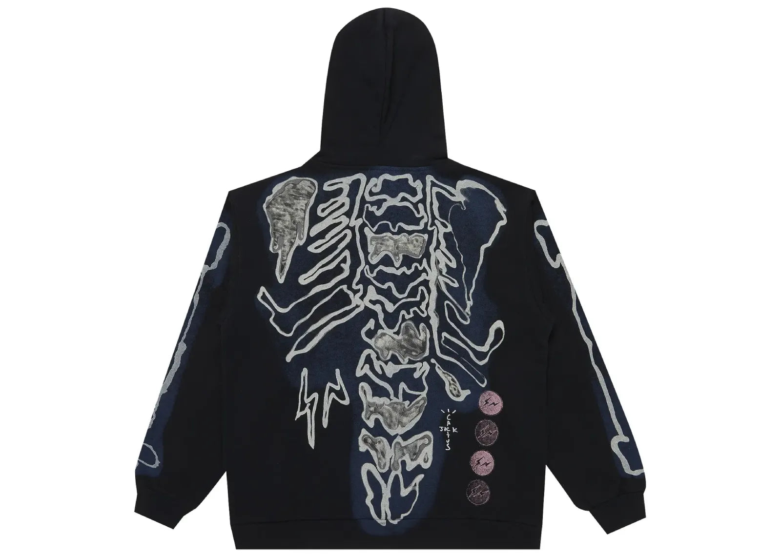 Cactus Jack by Travis Scott For Fragment Skeleton Graffiti Full Zip Hoodie Black