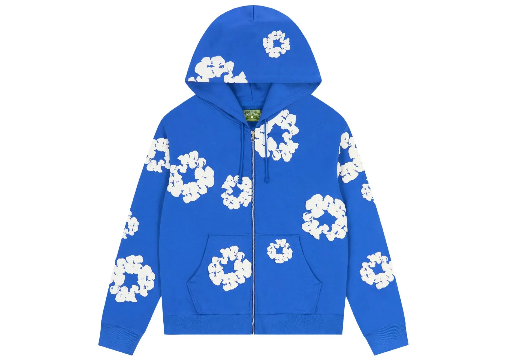 Cotton Wreath Zip Hoodie Blue