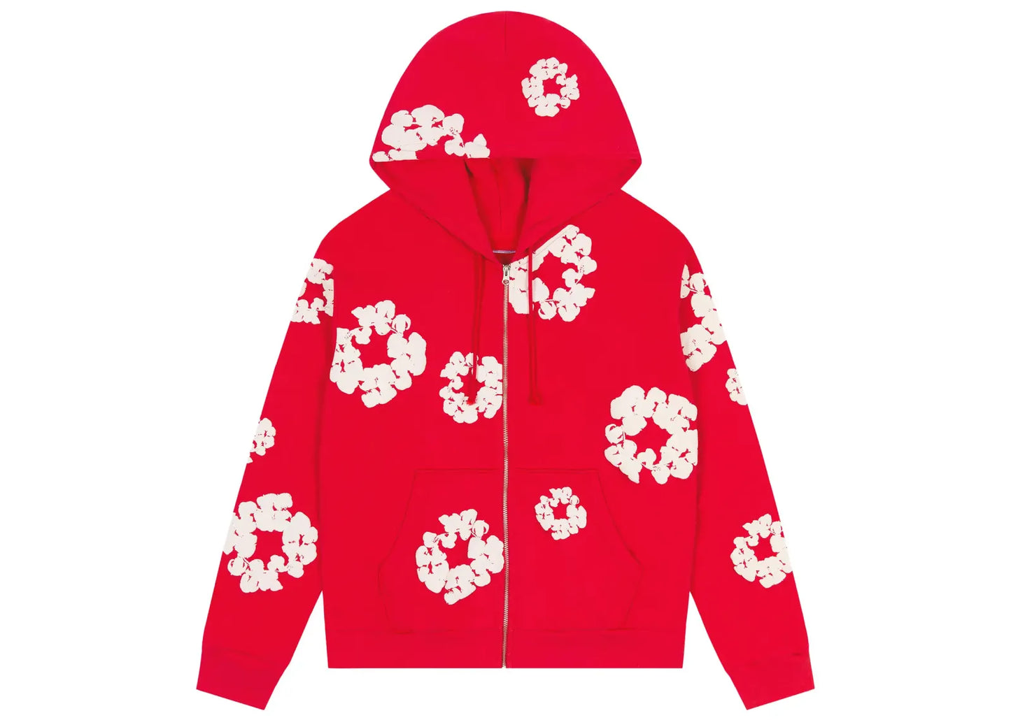 Cotton Wreath Zip Hoodie Red