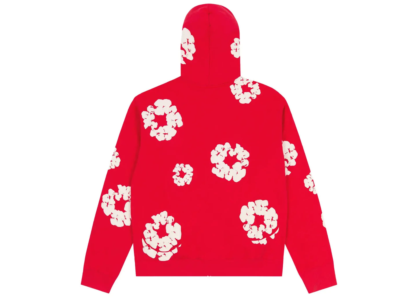 Cotton Wreath Zip Hoodie Red