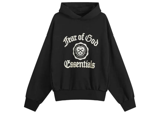 Essentials Heavy Fleece Vintage Shrunken Hoodie Black