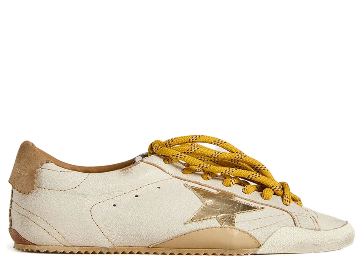 True-Star White Nappa Gold Star Beige Suede Heel (W)