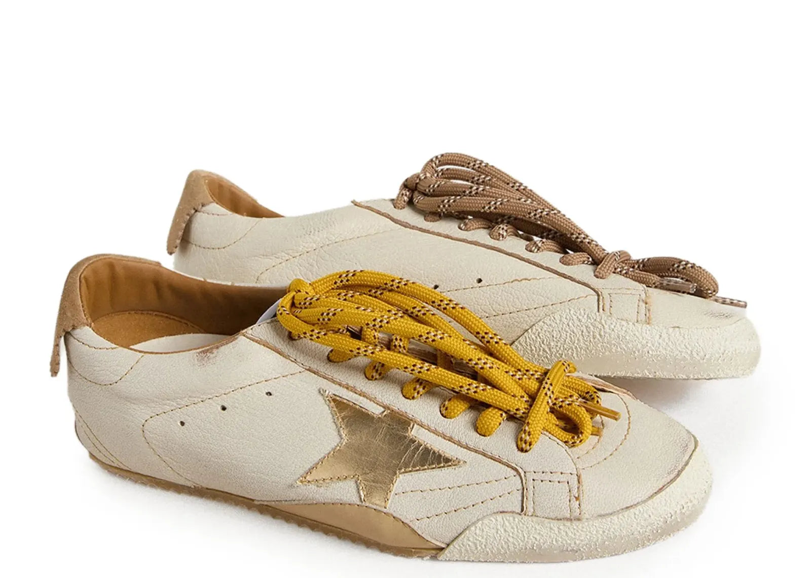True-Star White Nappa Gold Star Beige Suede Heel (W)