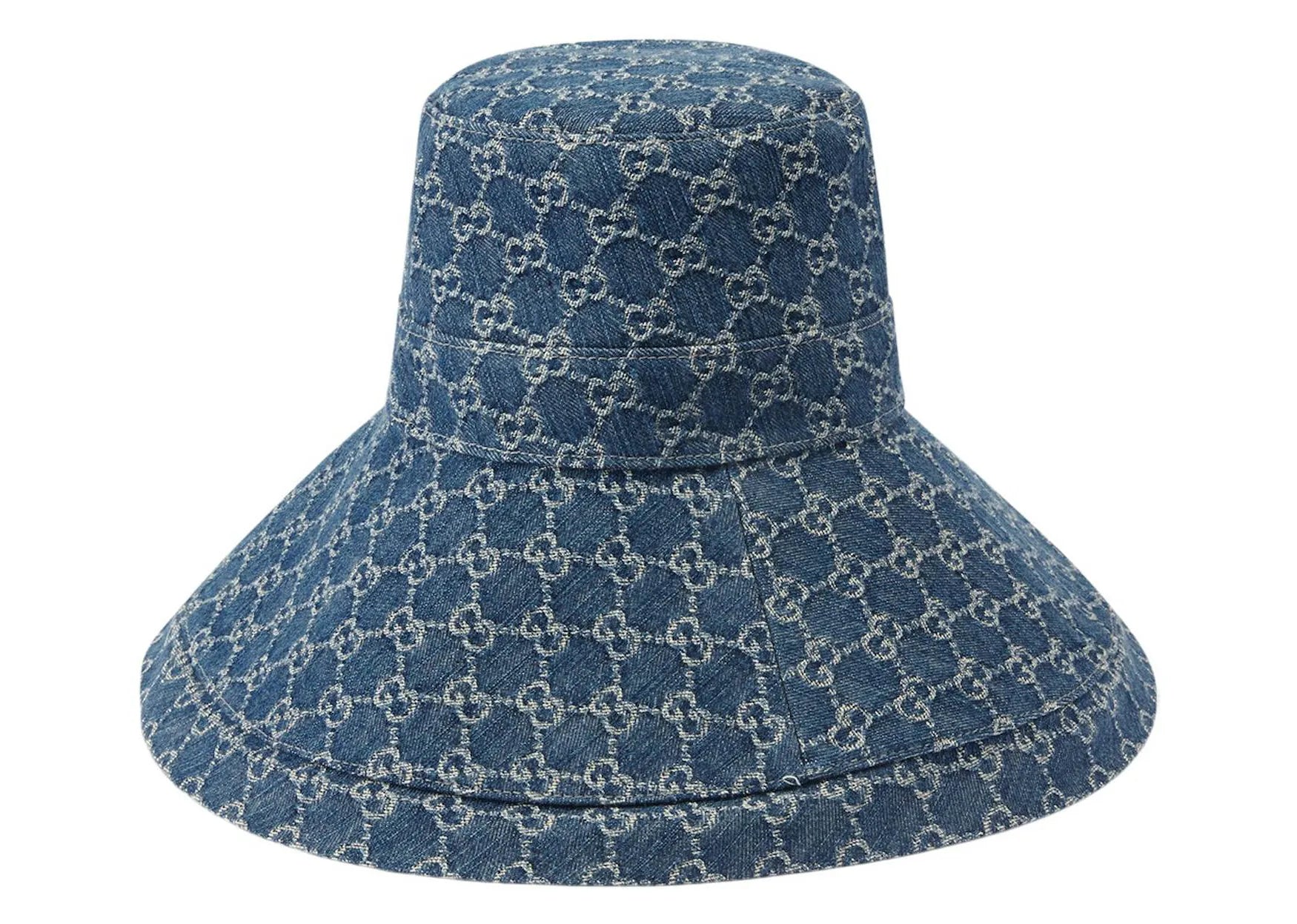 GG Canvas Wide Brim Hat Blue/Ivory