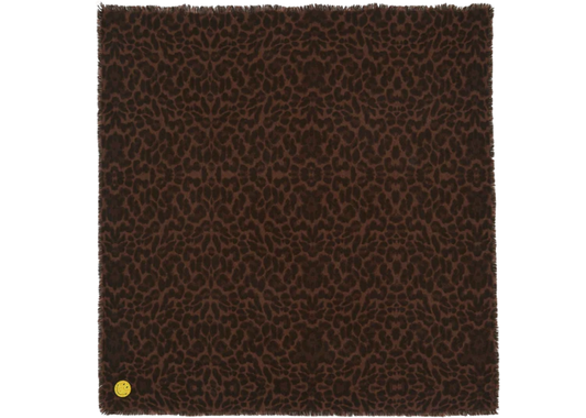 Large Cashmere Bandana Hachiko Leo Smiley Leoprint Spicy Brown